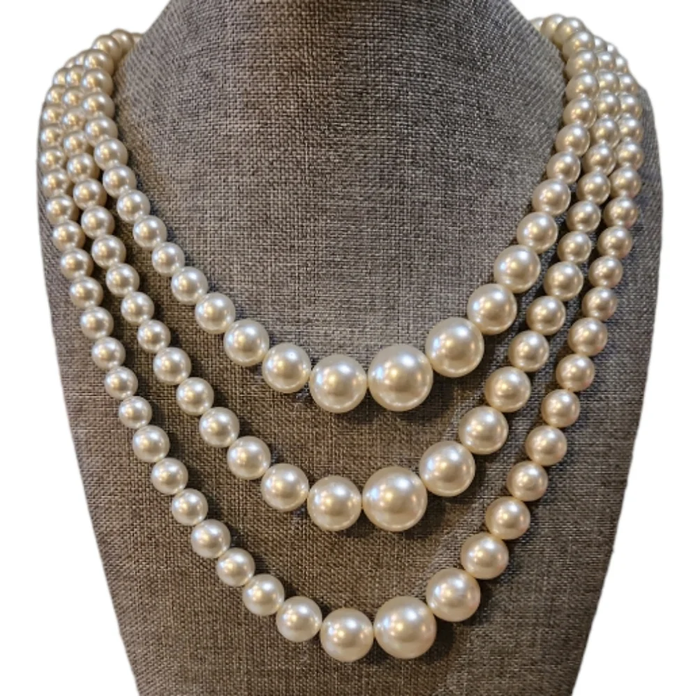 BUNDLE PEARL GLAM LAYERED SET & NECKLACE  AND STRETCH BRACELETTE - Picture 2 of 3